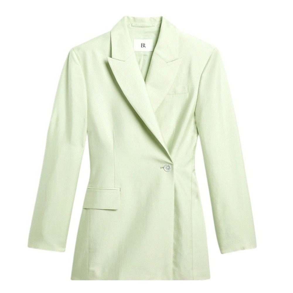 Banana Republic Womens 20 Frosted Celery Green Linen Blend Hourglass Blazer NWT